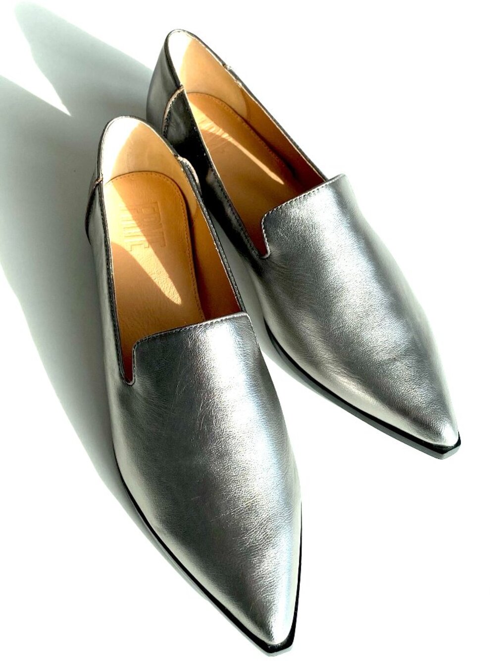 Frye Kenzie Venetian slip-on loafers flats, metallic Dark Pewter, size 11M. NIB